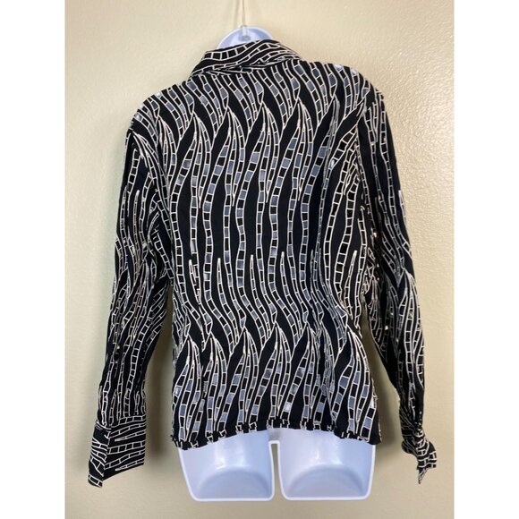 Samuel Dong Eyelet Black White Top Women size XL Artsy Art to wear Designer Boho - Picture 2 of 16